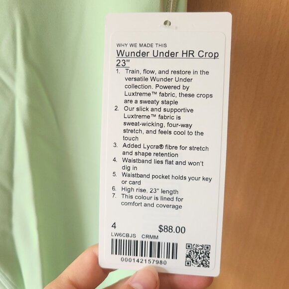 Lululemon Wunder Under High-Rise Crop 23" Leggings Tights Creamy Mint Green 4 - Picture 5 of 11